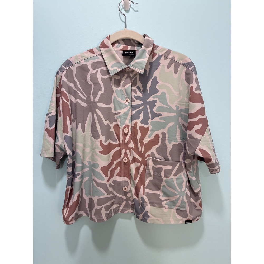 Prana Womens Railay Short Sleeve Button Down Shirt Small